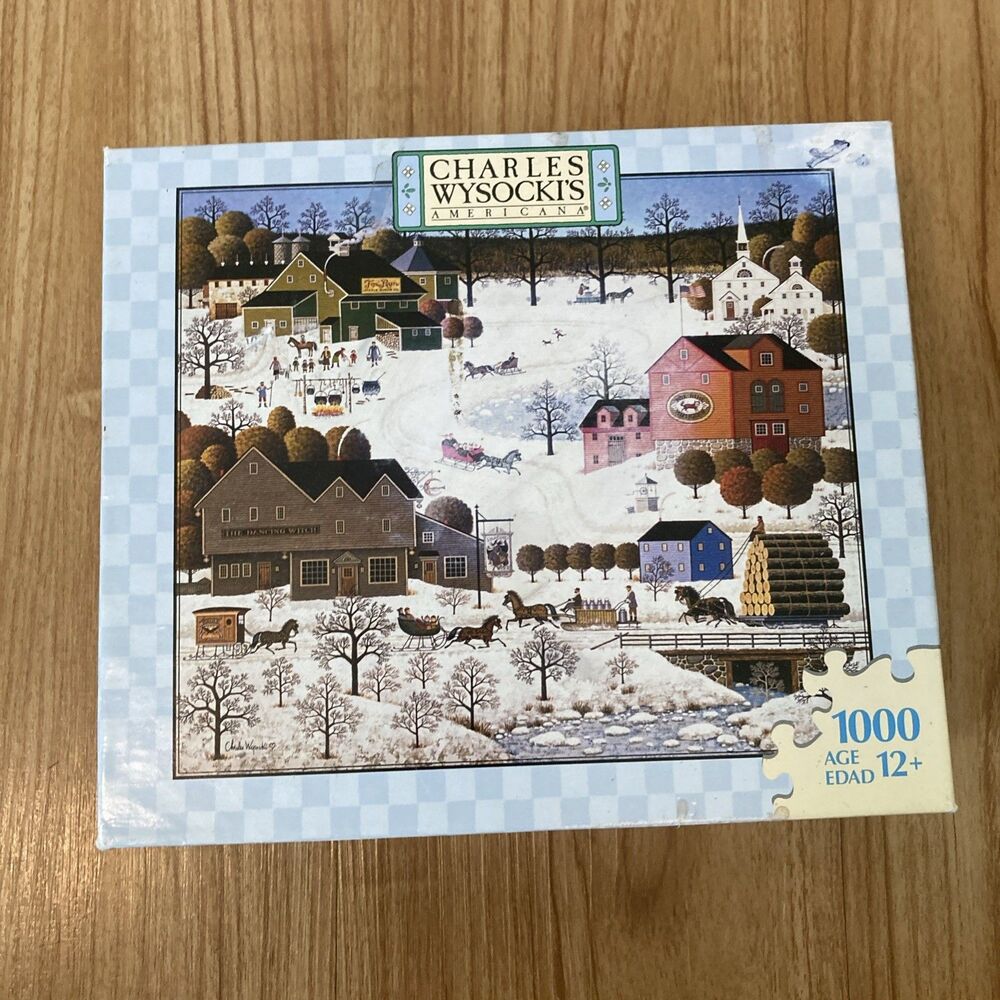 Charles Wysocki Fox Run 1000 pc Puzzle MB Americana Winter 2007 Dancing Witch